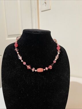 Lia Sophia Pink Beaded Y2K Necklace